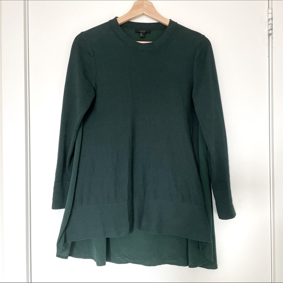 COS Green Silk and Cotton Knit Sweater, Small - Picture 3 of 7